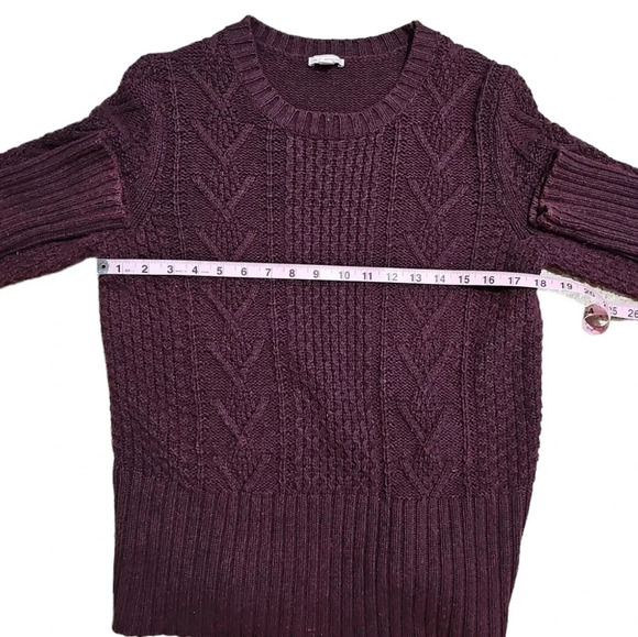 Gap Large Maroon Chunky Cable Knit Sweater Fisherman Wool Blend Y2K Vintage Prep - Picture 6 of 7
